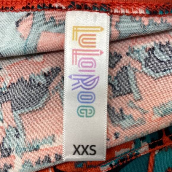 LuLaRoe Classic T Tee shirt T-Shirt XXS Scoop Neck NWT New Orange Turquoise - Picture 6 of 8